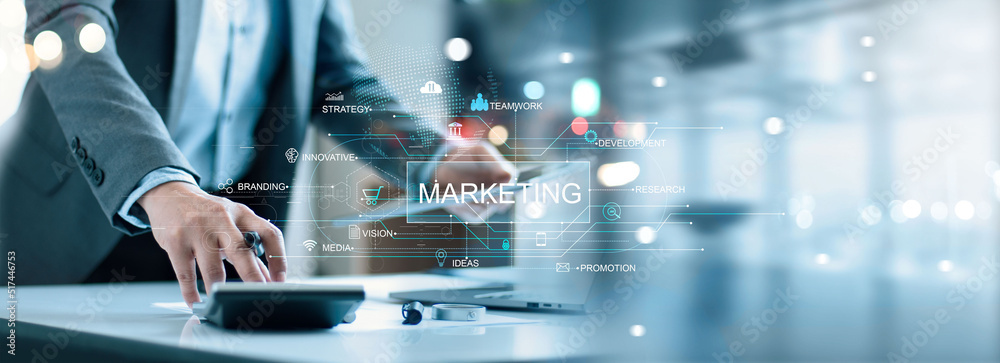Poster digital marketing technology concept. content planning advertising strategy. online. search engine o