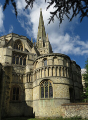 Cathedral of Norwich. View from the apse. Norman Romanesque and Gothic  from 11th-15th century.
East Anglia. United Kingdom.