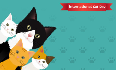 World Cat Day concept.International Cat Day. Holiday concept. Template for background, Web banner, card, poster