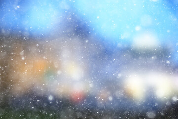 abstract blue background snow snowflakes, new year, glow design