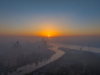 Fototapeta premium Hubei Wuhan Summer Urban Skyline Aerial photography scenery