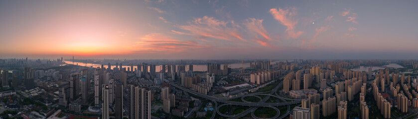 Fototapeta premium Hubei Wuhan Summer Urban Skyline Aerial photography scenery