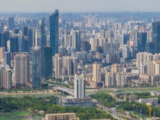 Fototapeta premium Hubei Wuhan Summer Urban Skyline Aerial photography scenery