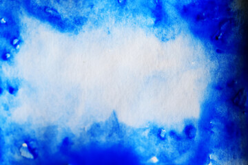blue watercolor background paper texture vignetting frame