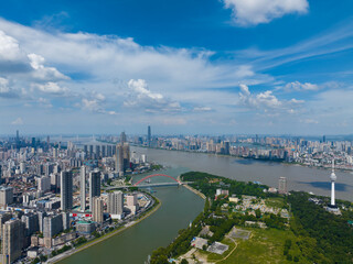 Hubei Wuhan Summer Urban Skyline Aerial photography scenery