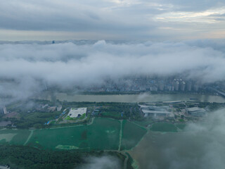 Fototapeta premium Hubei Wuhan Summer Urban Skyline Aerial photography scenery