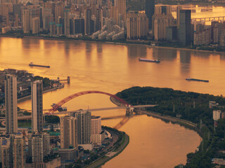 Fototapeta premium Hubei Wuhan Summer Urban Skyline Aerial photography scenery