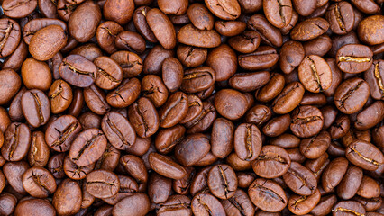 Roasted coffee beans for background