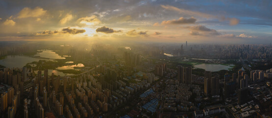 Hubei Wuhan Summer Urban Skyline Aerial photography scenery