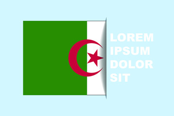 Half Algeria flag vector with copy space, country flag with shadow style, horizontal slide effect, Algeria icon design asset, text area, simple flat design