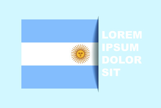 Half Argentina flag vector with copy space, country flag with shadow style, horizontal slide effect, Argentina icon design asset, text area, simple flat design