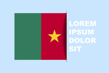 Half Cameroon flag vector with copy space, country flag with shadow style, horizontal slide effect, Cameroon icon design asset, text area, simple flat design