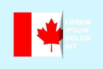 Half Canada flag vector with copy space, country flag with shadow style, horizontal slide effect, Canada icon design asset, text area, simple flat design