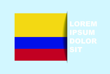 Half Colombia flag vector with copy space, country flag with shadow style, horizontal slide effect, Colombia icon design asset, text area, simple flat design