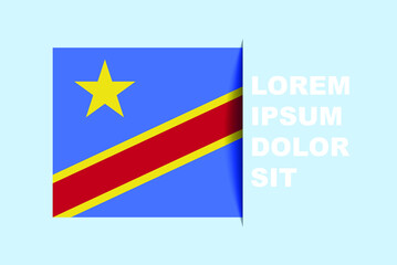 Half Congo Demotratic Republic flag vector with copy space, country flag with shadow style, horizontal slide effect, Congo Demotratic Republic icon design asset, text area, simple flat design