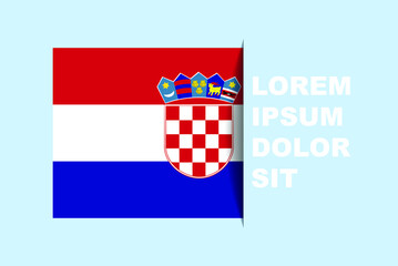 Half Croatia flag vector with copy space, country flag with shadow style, horizontal slide effect, Croatia icon design asset, text area, simple flat design
