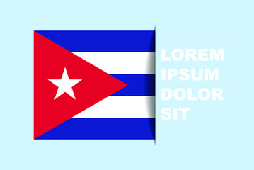 Half Cuba flag vector with copy space, country flag with shadow style, horizontal slide effect, Cuba icon design asset, text area, simple flat design