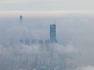 Hubei Wuhan Summer Urban Skyline Aerial photography scenery
