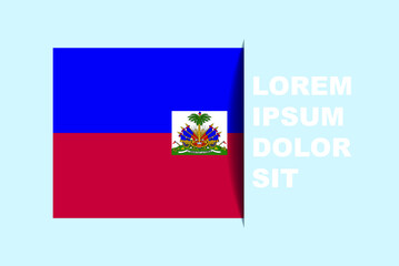 Half Haiti flag vector with copy space, country flag with shadow style, horizontal slide effect, Haiti icon design asset, text area, simple flat design