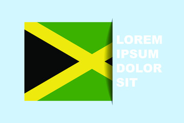 Half Jamaica flag vector with copy space, country flag with shadow style, horizontal slide effect, Jamaica icon design asset, text area, simple flat design