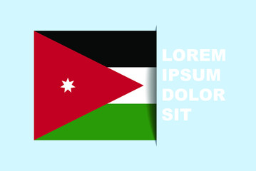 Half Jordan flag vector with copy space, country flag with shadow style, horizontal slide effect, Jordan icon design asset, text area, simple flat design