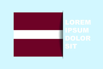 Half Latvia flag vector with copy space, country flag with shadow style, horizontal slide effect, Latvia icon design asset, text area, simple flat design