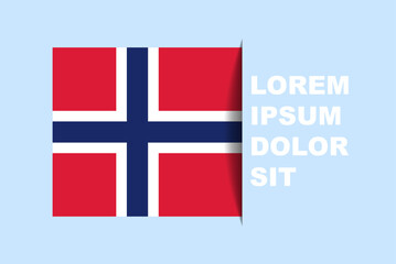 Obraz premium Half Norway flag vector with copy space, country flag with shadow style, horizontal slide effect, Norway icon design asset, text area, simple flat design