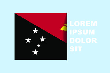 Half Papua New Guinea flag vector with copy space, country flag with shadow style, horizontal slide effect, Papua New Guinea icon design asset, text area, simple flat design
