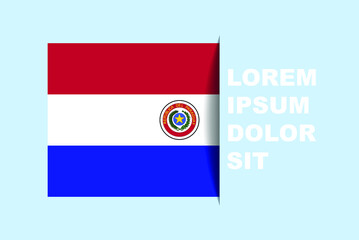 Obraz premium Half Paraguay flag vector with copy space, country flag with shadow style, horizontal slide effect, Paraguay icon design asset, text area, simple flat design