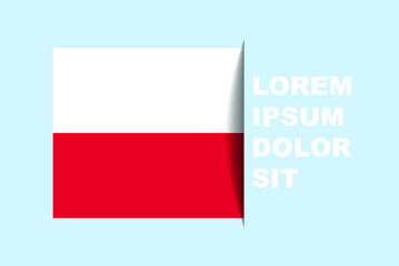 Half Poland flag vector with copy space, country flag with shadow style, horizontal slide effect, Poland icon design asset, text area, simple flat design