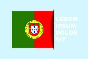 Half Portugal flag vector with copy space, country flag with shadow style, horizontal slide effect, Portugal icon design asset, text area, simple flat design
