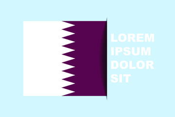 Half Qatar flag vector with copy space, country flag with shadow style, horizontal slide effect, Qatar icon design asset, text area, simple flat design
