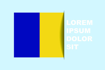 Half Romania flag vector with copy space, country flag with shadow style, horizontal slide effect, Romania icon design asset, text area, simple flat design