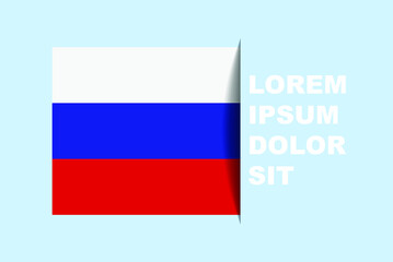 Half Russia flag vector with copy space, country flag with shadow style, horizontal slide effect, Russia icon design asset, text area, simple flat design