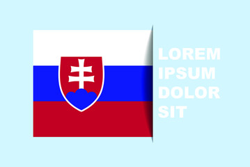 Half Slovakia flag vector with copy space, country flag with shadow style, horizontal slide effect, Slovakia icon design asset, text area, simple flat design