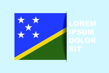 Half Solomon Island flag vector with copy space, country flag with shadow style, horizontal slide effect, Solomon Island icon design asset, text area, simple flat design
