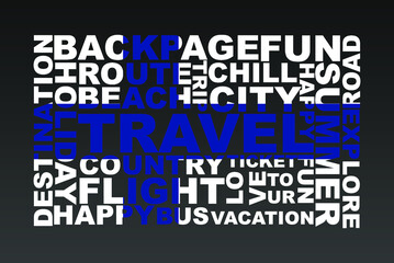 Fototapeta premium Finland flag shape of travel keywords, travel concept, abroad vacation idea, simple flat design, Finland flag mask on holiday words, tourism banner