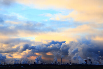 Fototapeta na wymiar metallurgical plant landscape pollution of nature