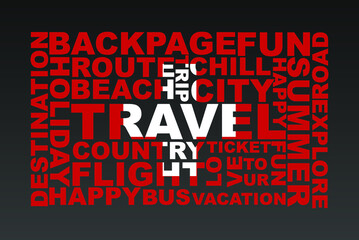 Switzerland flag shape of travel keywords, travel concept, abroad vacation idea, simple flat design, Switzerland flag mask on holiday words, tourism banner