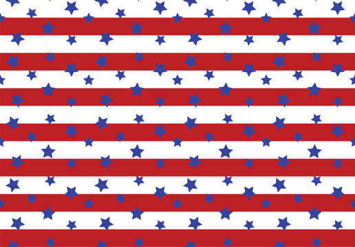 Star american flag color seamless pattern background. Vector.