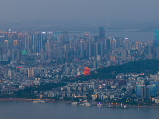 Naklejka premium Hubei Wuhan Summer Urban Skyline Aerial photography scenery