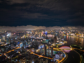 Fototapeta na wymiar Hubei Wuhan Summer Urban Skyline Aerial photography scenery