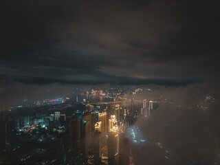 Naklejka na ściany i meble Hubei Wuhan Summer Urban Night Skyline Aerial photography scenery
