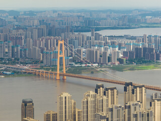 Wuhan Yangsigang Yangtze River Bridge Aerospace scenery