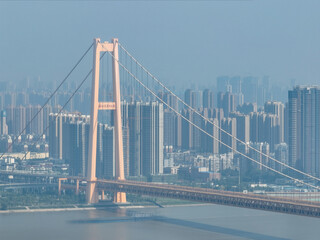 Fototapeta na wymiar Wuhan Yangsigang Yangtze River Bridge Aerospace scenery