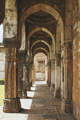 Fototapeta premium A pillared corridor going around the Jama Masjid, Champaner.