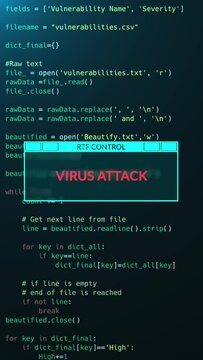 Virus Attack notification message over computer hacking program