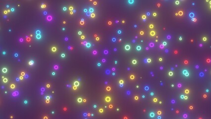 Rainbow Glowing Neon Bubbles Rising Float Slowly Upward Circle Rings - Abstract Background Texture