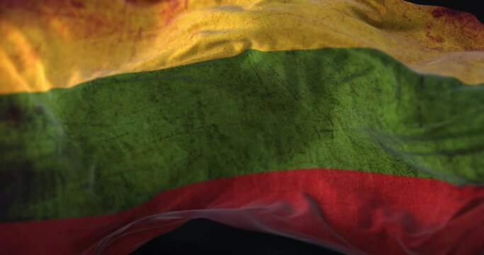 Old flag of Lithuania waving. Loop