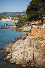 Fototapeta na wymiar Beautiful shore of mediterranean sea. Cami de Ronda track of Costa Brava Catalonia Spain